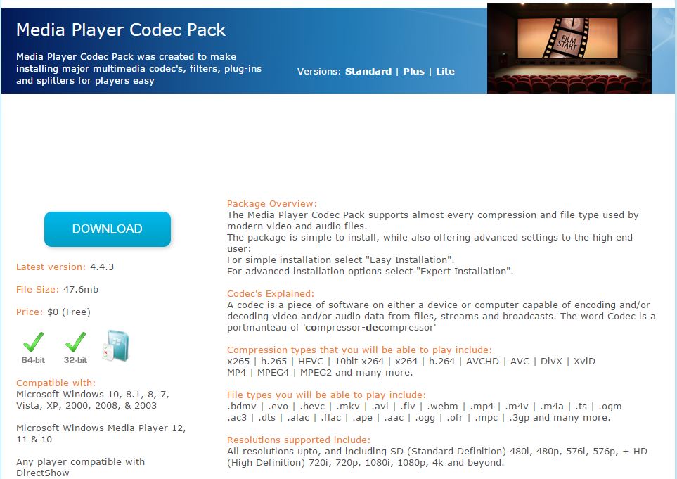 media player codec pack 4.3.1
